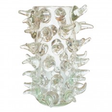 Monumental Murano glass vase with spiked design
